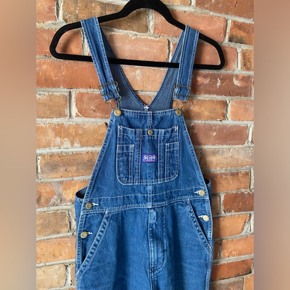 VINTAGE BIG SMITH denim overalls straight leg dark jean cotton size XS/small